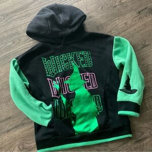 Girls sz 6/8 pullover hoodie with WICKED witch and pink stones